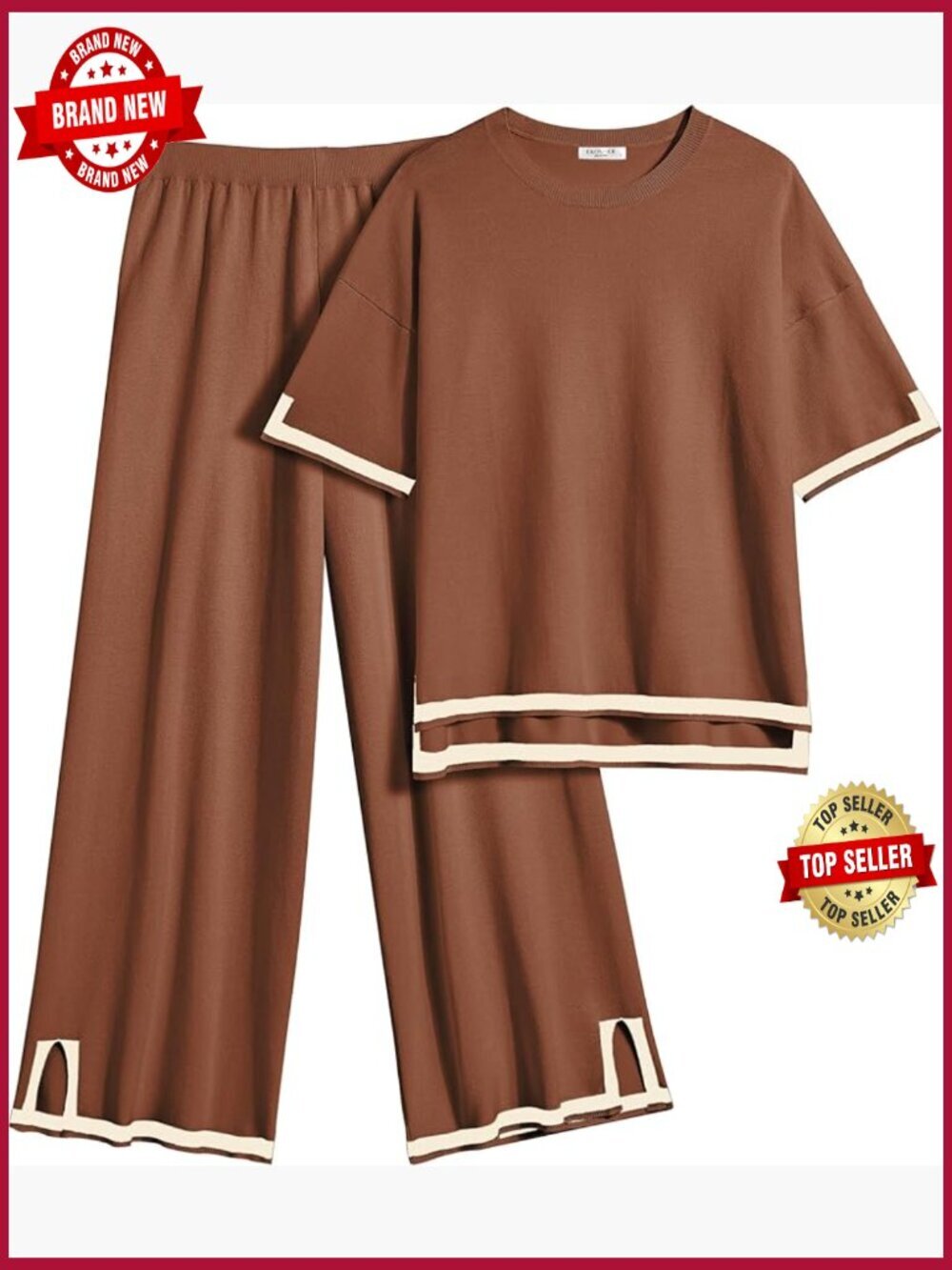 2 Piece Lounge Set Short Sleeve Wide Leg Pants Loungewear Travel Outfits